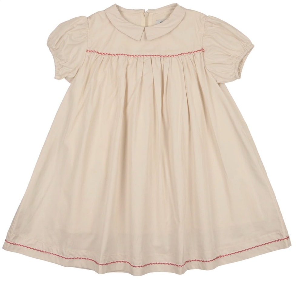 Girls Peter Pan Dress with Red Trim